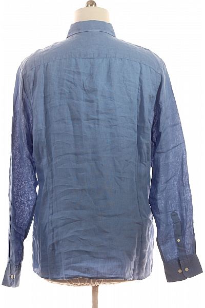 HACKETT Pánské lněné košile s výšivkou modré ležérní Velikost XL | HACKETT | obrázek 2