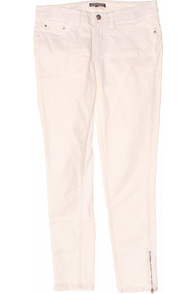 TOMMY HILFIGER Dámské Bílé Volnočasové Kalhoty S Zipem U Kotníku Velikost 6