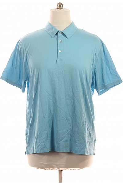 Van Laack Pánské Bavlněné Polo Tričko S Krátkým Rukávem Světle Modré Jednobarevné Basic Velikost 3XL