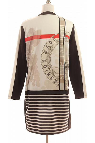 TUZZI Bavlněné dámské tunikové šaty dlouhý rukáv černo-bílé pruhy potisk Velikost 44 | TUZZI | obrázek 2