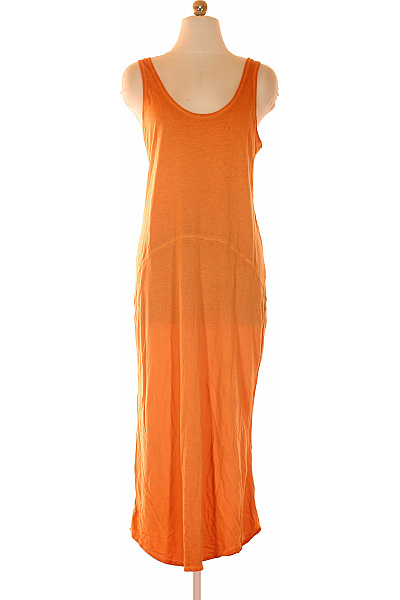 COTTON CANDY Oranžové Maxi šaty Bez Rukávů Volnočasové Bavlněné Modalové Vel. M