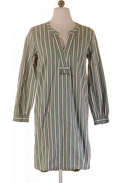 LAWRENCE GREY Dámské Bavlněné Košilky Zelené Pruhované Vel. XS