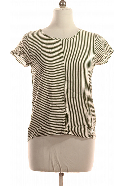 STITCH&SOUL Dámské Tričko S Krátkým Rukávem Pruhované Viskózové Vel. M