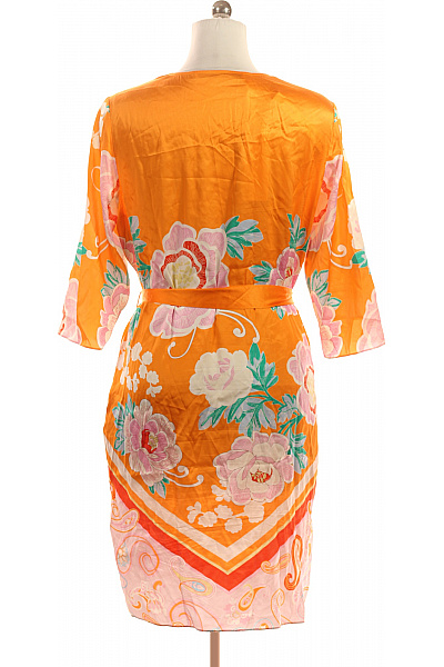 herzen sangelegenheit Hedvábné Oranžové Květované Šaty Tunikové Krátké Letní S Páskem Velikost 40 | herzen sangelegenheit | obrázek 2
