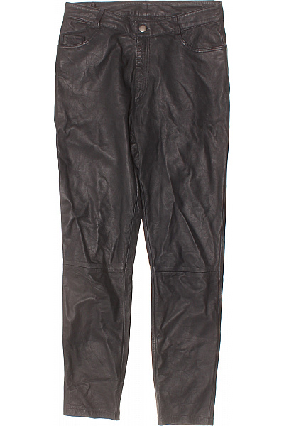 Dámské Kožené Kalhoty černé Rovné Ležérní Velikost 36