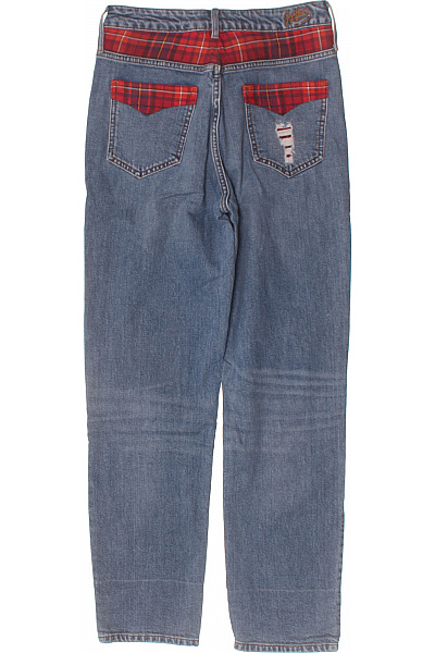 TOMMY HILFIGER Dámské modré rifle s dírami kostkovaná podšívka vintage styl Velikost 28/34 | TOMMY HILFIGER | obrázek 2