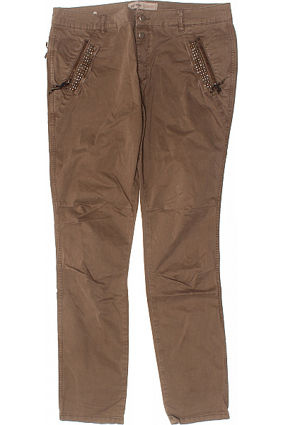 Mos Mosh Dámské Bavlněné Hnědé Kalhoty Slim S Kapsami Zdobené Kamínky Velikost EU 33