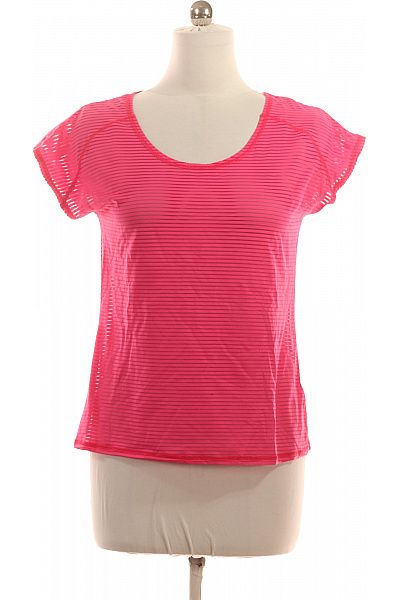 Nike Dámské Sportovní Funkční Tričko Růžové Pruhované S Krátkým Rukávem Velikost M
