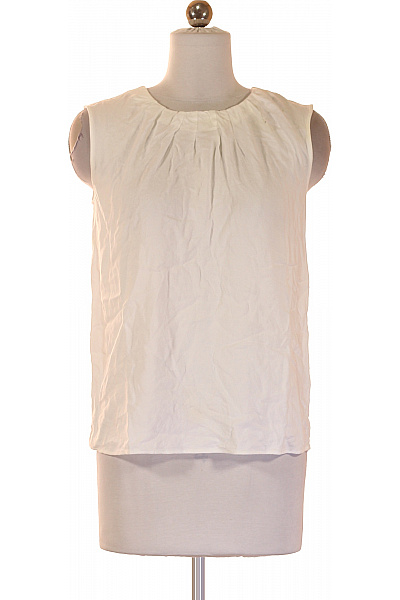 Van Laack Bílá Halenka Bez Rukávů S Nabíraným Výstřihem Elegantní Viskózová Letní Vel. 34