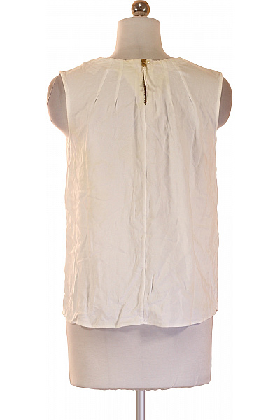 van Laack Bílá halenka bez rukávů s nabíraným výstřihem elegantní viskózová letní Vel. 34 | van Laack | obrázek 2