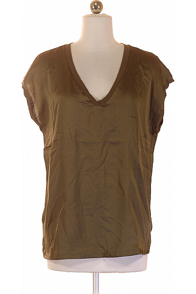 LAWRENCE GREY Dámská polyesterová halenka khaki V-výstřih krátký rukáv volná letní Velikost M | LAWRENCE GREY | obrázek 2