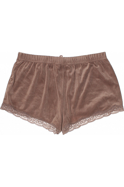 Hunkemoller Dámské hnědé velurové pyžamové kraťasy s krajkou a mašlí Velikost M | Hunkemoller | obrázek 3