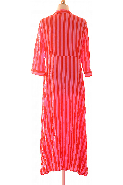 růžové pruhované dlouhé šaty s dlouhým rukávem Vel. xl | Unimoda | obrázek 3
