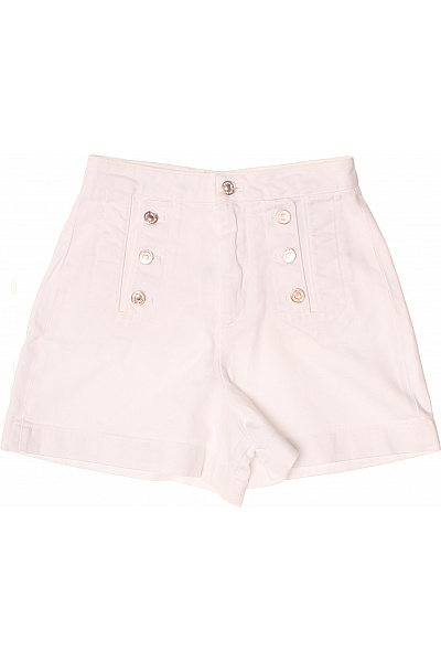 7 For All Mankind Bílé Bavlněné Námořnické šortky S Vysokým Pasem Volnočasové Velikost 23