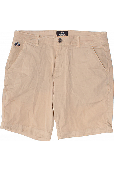 La Martina Pánské Bavlněné Kraťasy Béžové Volnočasové S Kapsami Velikost 33