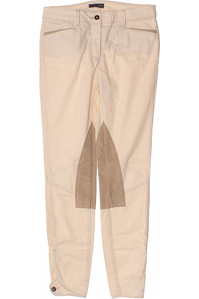 Trussardi Bavlněné Jezdecké Kalhoty Béžové S Koženými Záplatami úzké Velikost 38