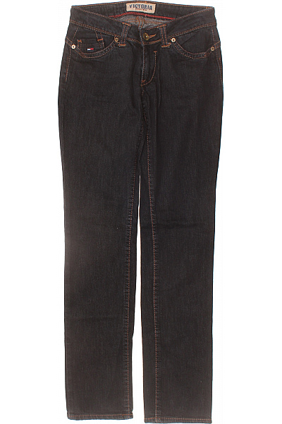 Victoria Dámské Bavlněné Tmavé Džíny Rovné Klasické S Kapsami Velikost 26