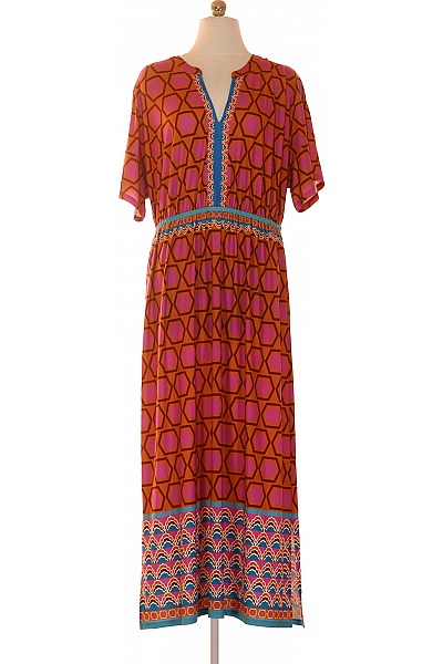 oui Dámské šaty maxi s krátkým rukávem boho oranžové Vel. L | oui | obrázek 2