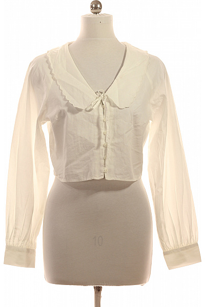 Bershka Bavlněná košile s dlouhým rukávem a velkým límcem na zavazování Vel. M | Bershka | obrázek 2