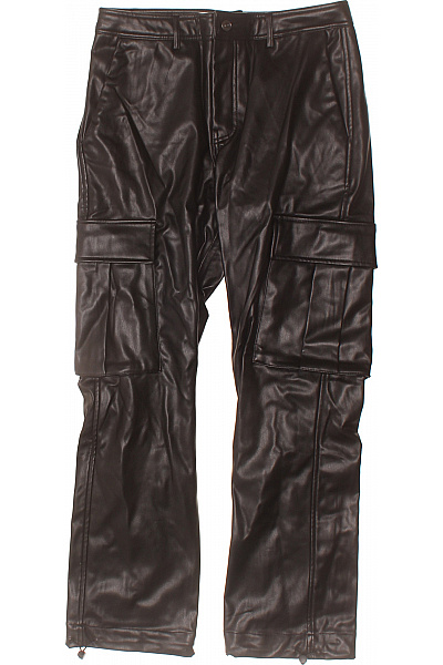 Dámské Koženkové Cargo Kalhoty Dlouhé černé Volnočasové Vel. EU M