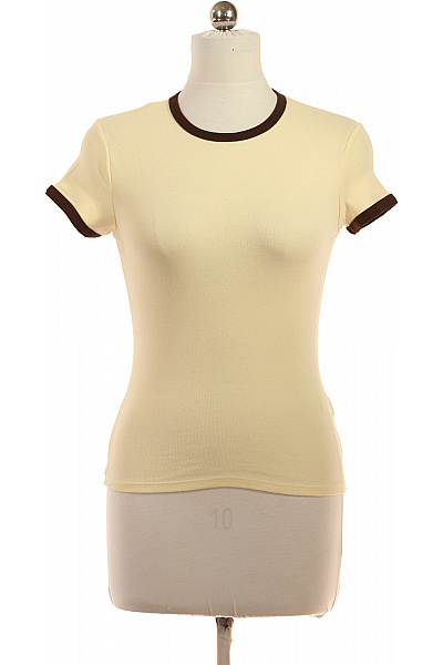 Bershka Dámské Tričko S Krátkým Rukávem Béžové Basic Vel. M