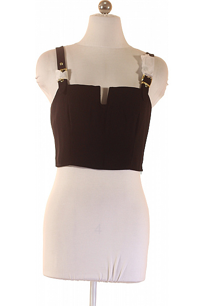 Dámské černé Tričko Bez Rukávů Crop Top Elegantní Polyesterové Velikost 38