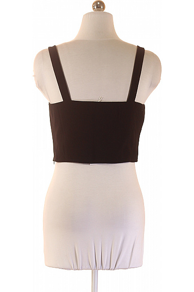 dámské černé tričko bez rukávů crop top elegantní polyesterové Velikost 38 | Unimoda | obrázek 2