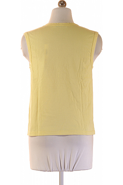 Dámské bavlněné tričko bez rukávů žluté jednobarevné basic s kulatým výstřihem Velikost S | Unimoda | obrázek 2