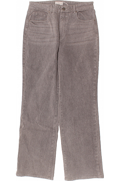 Dámské Džíny Rovné Bavlněné šedé Seprané S Kapsami Velikost 42