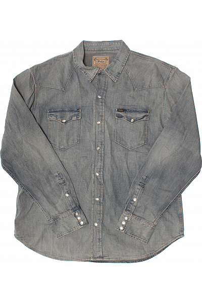 Ralph Lauren Pánská riflová košile s dlouhým rukávem ležérní westernová modrá Vel. xl | Ralph Lauren | obrázek 2