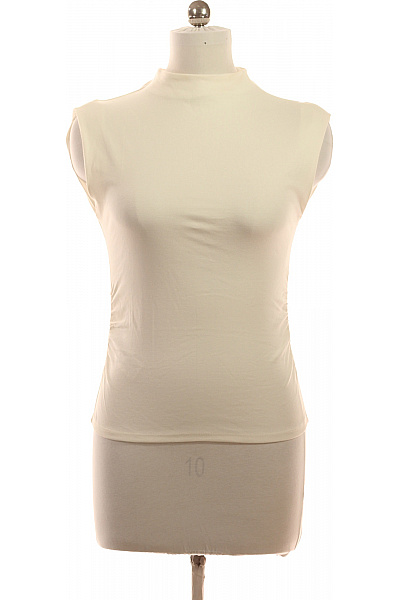 MANGO Dámská béžová halenka bez rukávů se stojáčkem elegantní letní modalová Vel. M | MANGO | obrázek 2