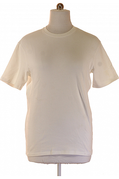 Pánské Tričko S Krátkým Rukávem Basic Bílé Bavlněné Jednobarevné S Kulatým Výstřihem Velikost M