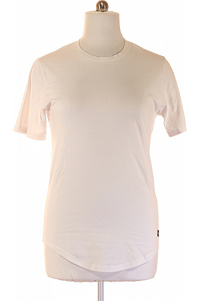 JACK & JONES Pánské Tričko S Krátkým Rukávem Bílé Basic Asymetrické Bavlněné Velikost L