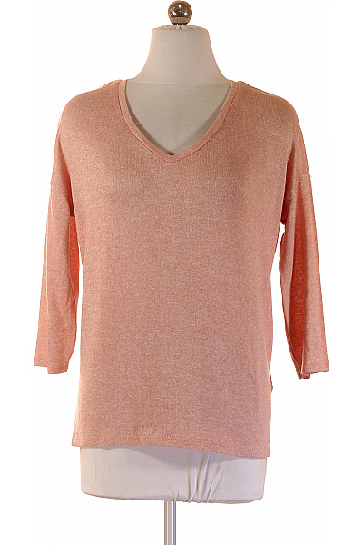 VERO MODA Dámský Růžový Svetr S Výstřihem Do V Pletený Basic Velikost S