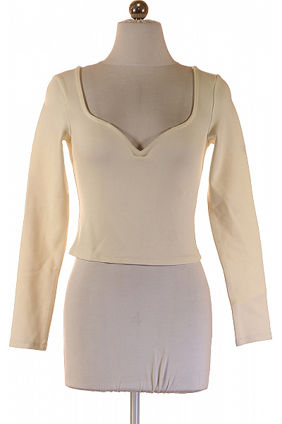 Dámské Tričko S Dlouhým Rukávem Béžové Crop Top Velikost 36