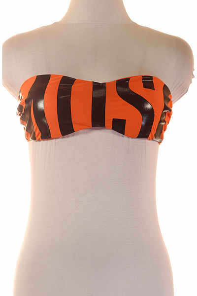 MOSCHINO Dámské plavky pruhované oranžové lesklé bez ramínek Vel. 85 | MOSCHINO | obrázek 2