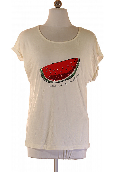 Dámské Tričko S Krátkým Rukávem A Potiskem Melounu S Flitry Vel. 34