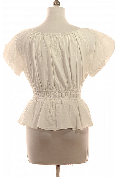 Ralph Lauren Bílá bavlněná halenka s krátkým rukávem a nabíranými rukávy s gumou v pase a vázačkou Velikost 4 | Ralph Lauren | obrázek 3