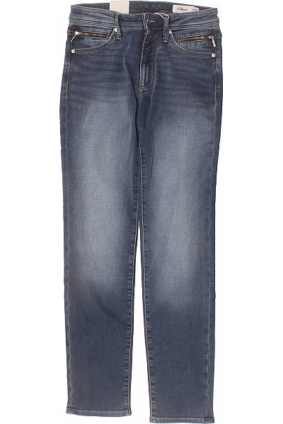 S.OLIVER Dámské Džíny Modré Strečové S Kapsami A Zipy Velikost 34/30