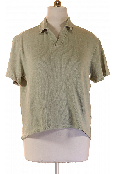 Pánské Bavlněné Tričko S Krátkým Rukávem A Límečkem Zelené Vel. XL