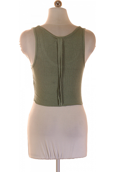 dámské zelené tílko crop top basic bez rukávů žebrované Velikost xs | Unimoda | obrázek 2