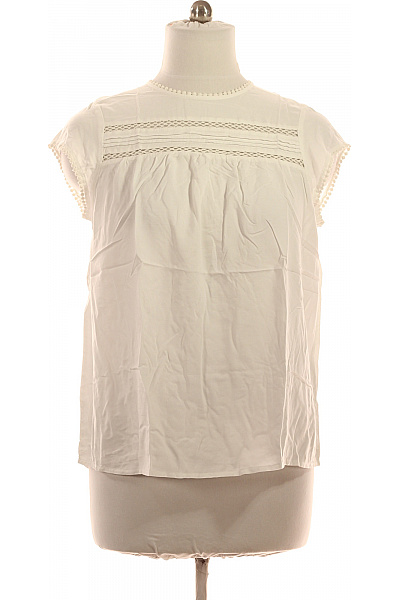 VERO MODA Bílá Halenka Bez Rukávů S Krátkým Rukávem Madeirová Romantická Velikost XL