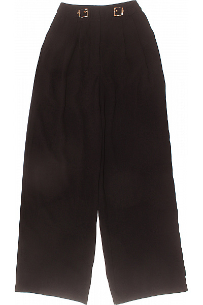 Dámské černé široké elegantní kalhoty s vysokým pasem Velikost XXS | Unimoda | obrázek 2