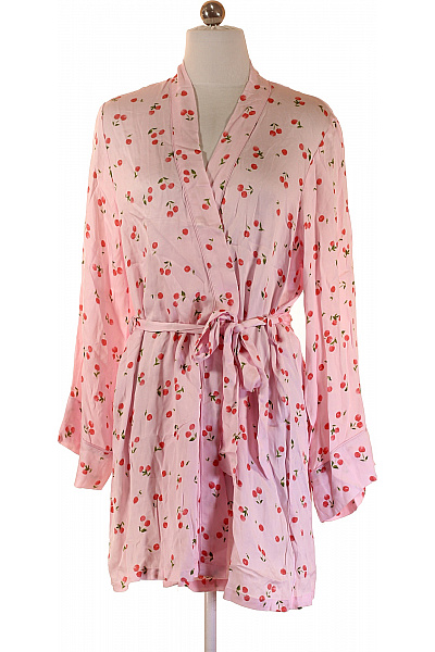 Hunkemoller Růžový Hedvábný župan S Třešněmi Velikost XS/S