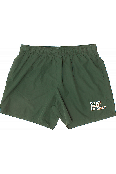 LACOSTE Pánské Zelené Kraťasy S Potiskem Volnočasové Plážové Vel. XL