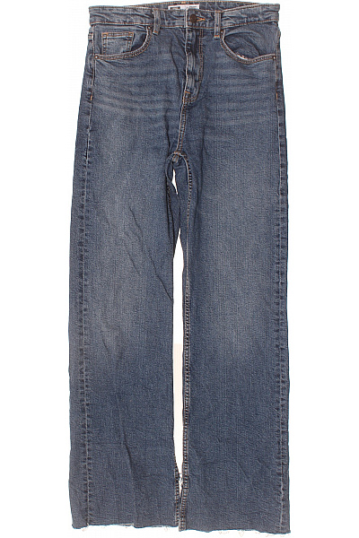 Bershka Dámské Džíny Modré Volné S Rozparkem Bavlněné Velikost 38