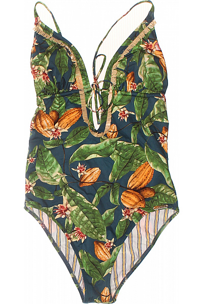 Watercult jednodílné plavky květinové zelené na zavazování s třásněmi Vel. 40 | Watercult | obrázek 2