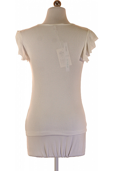 ONLY Dámské tričko bílé krátký rukáv volánové rukávy viskózové Vel. S | ONLY | obrázek 2