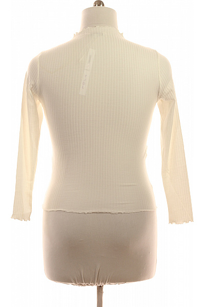 ONLY Dámské tričko s dlouhým rukávem bílé žebrované basic Vel. L | ONLY | obrázek 2