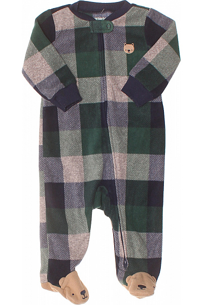 Carters Kojenecké Dupačky Kostkované Zelené S Medvídkem Na Nožičkách Velikost 6M